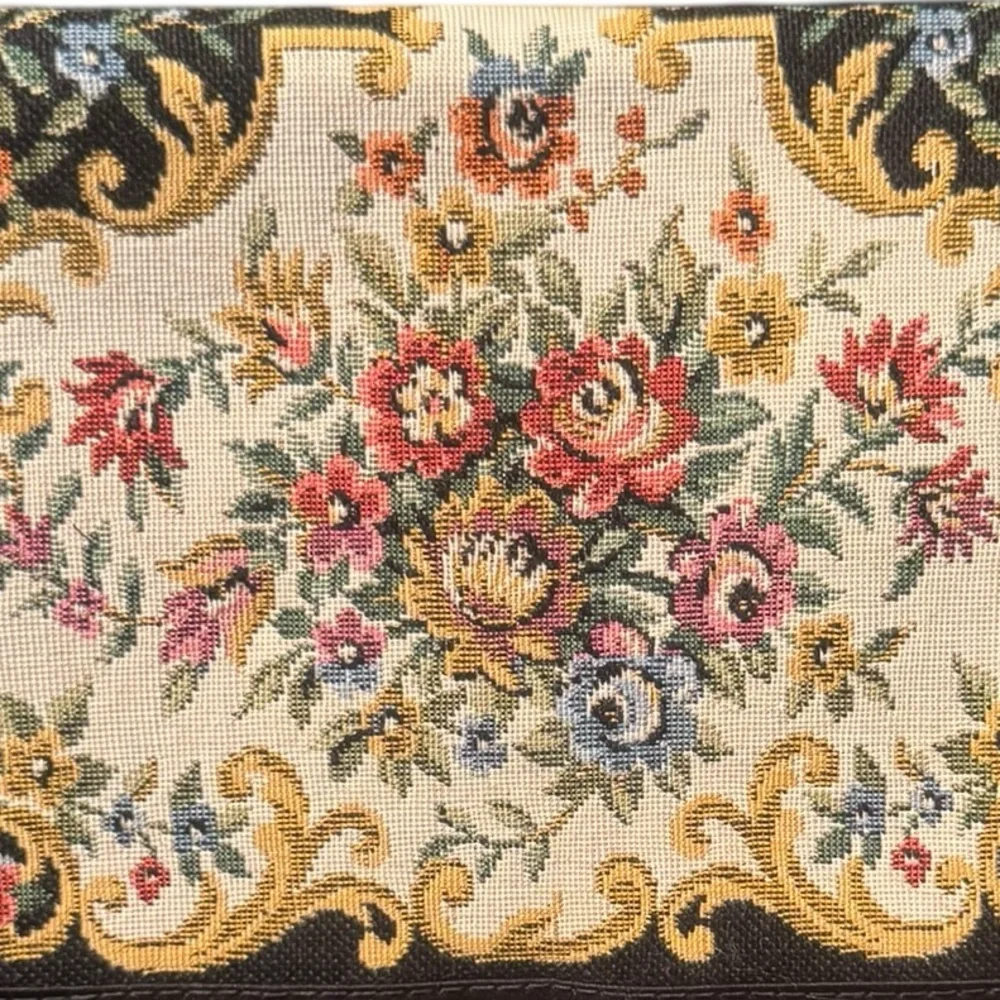 Vintage Floral Tapestry Shoulder Bag Black - Picture 3 of 9